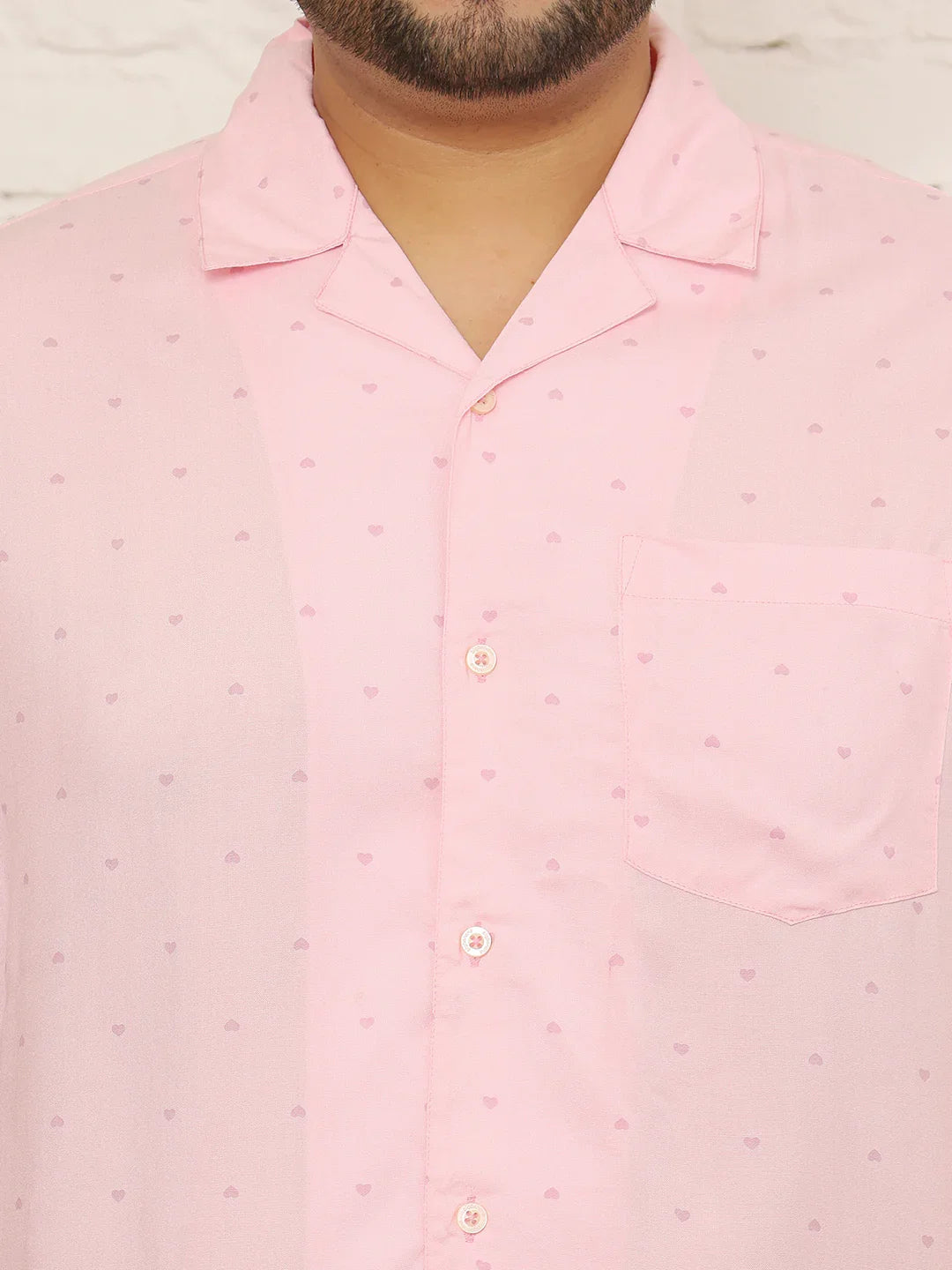 Men Plus Size Lintiq Pink Dotted Shirt - bigbanana