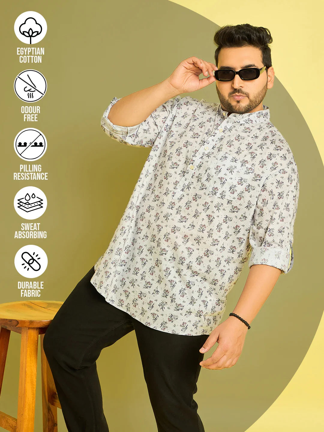 Men Plus Size Kairo Floral Kurta - bigbanana