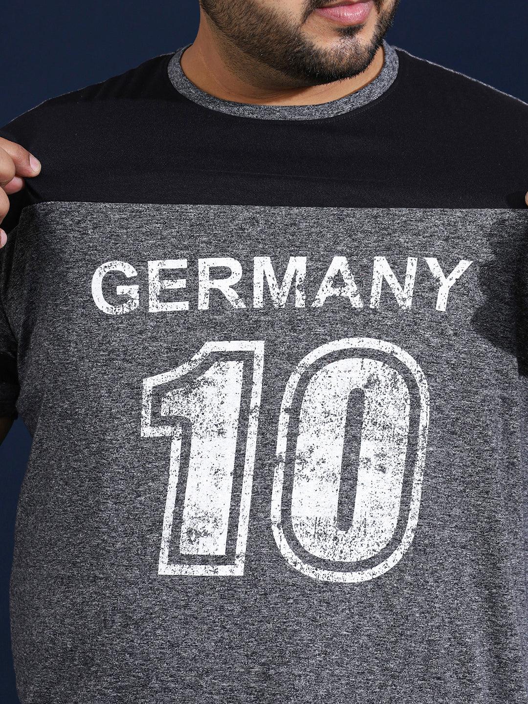 Men Plus Size Loomia Striped Grey Round Neck Tshirt - bigbanana