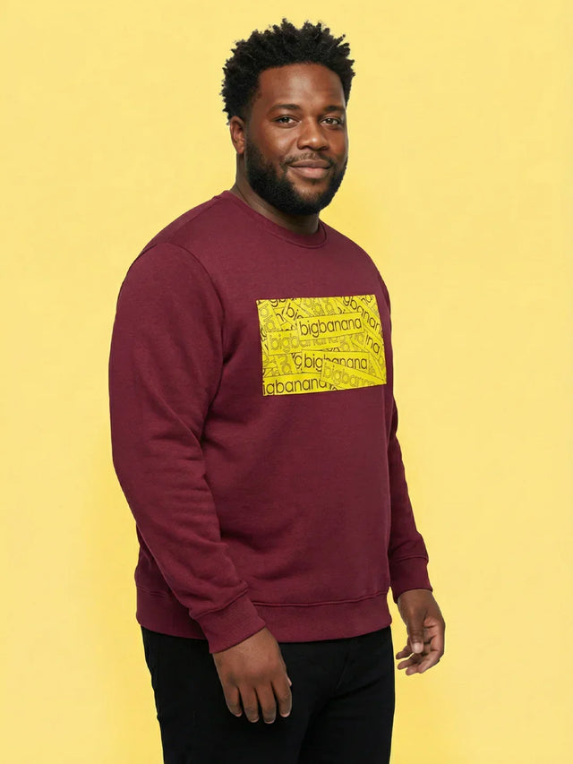 Men Plus Size Looper Maroon Printed Sweatshirt