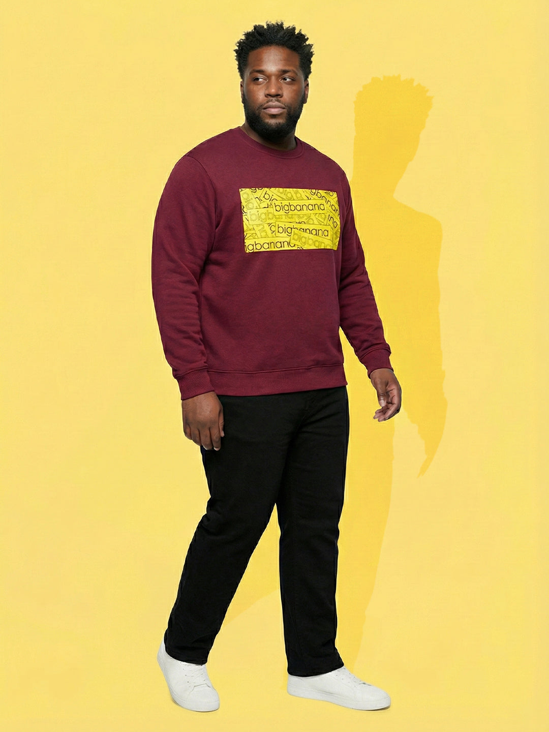 Men Plus Size Looper Maroon Printed Sweatshirt