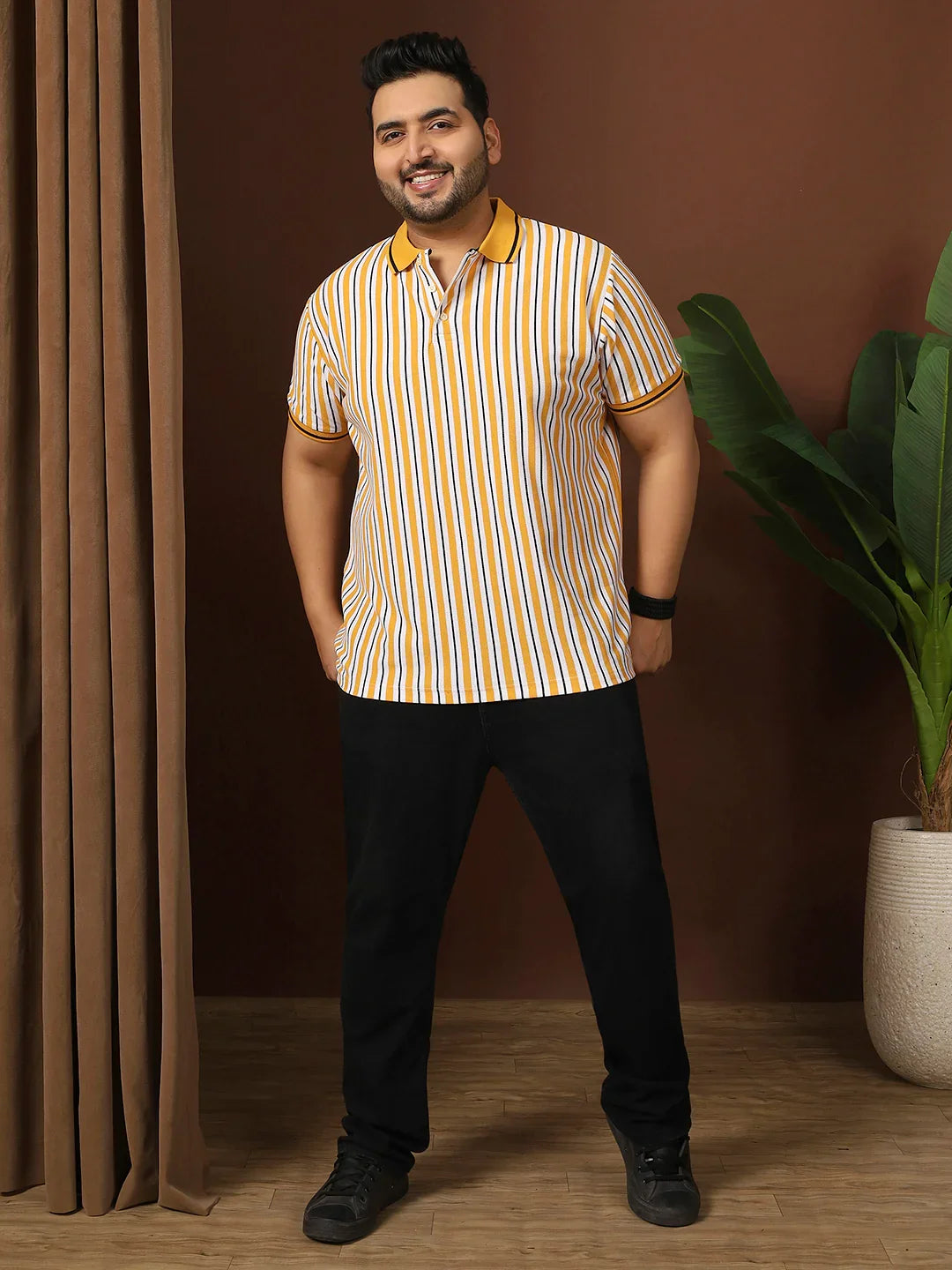 Men Plus Size Loquen Striped Multi Polo Tshirt - bigbanana