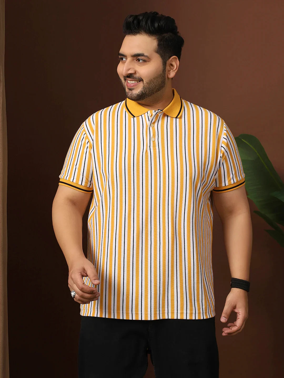 Men Plus Size Loquen Striped Multi Polo Tshirt - bigbanana