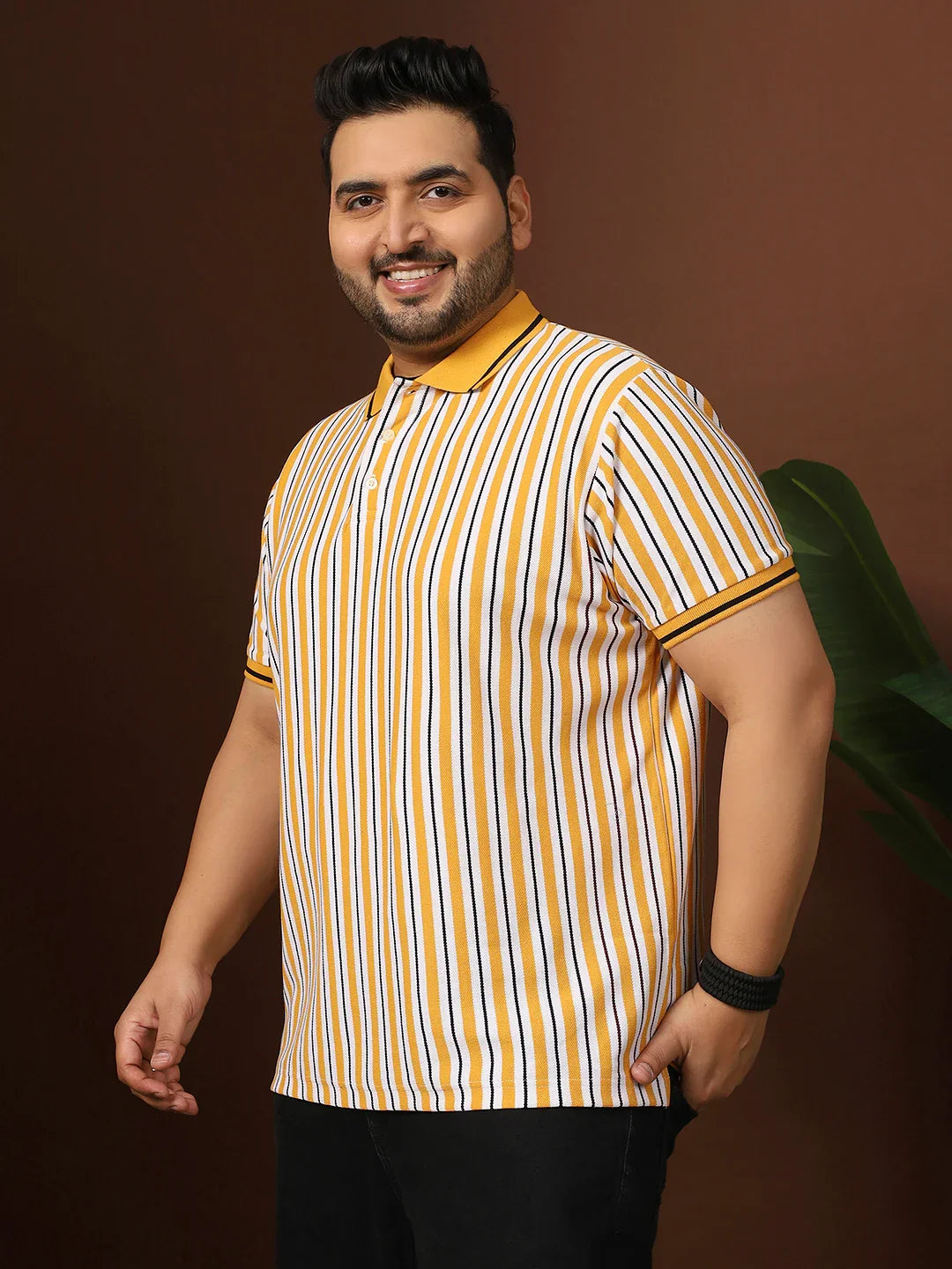 Men Plus Size Loquen Striped Multi Polo Tshirt - bigbanana