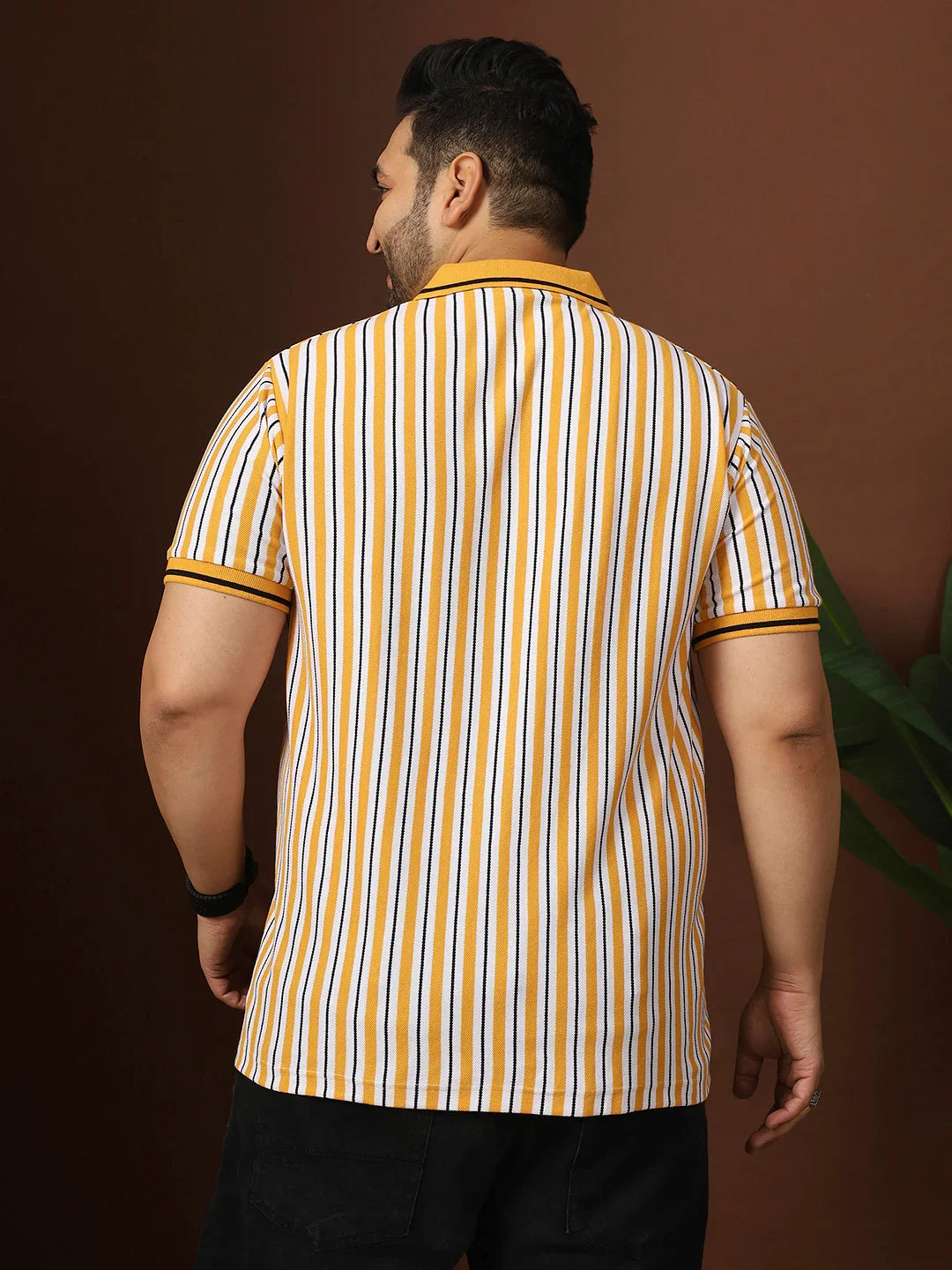 Men Plus Size Loquen Striped Multi Polo Tshirt - bigbanana