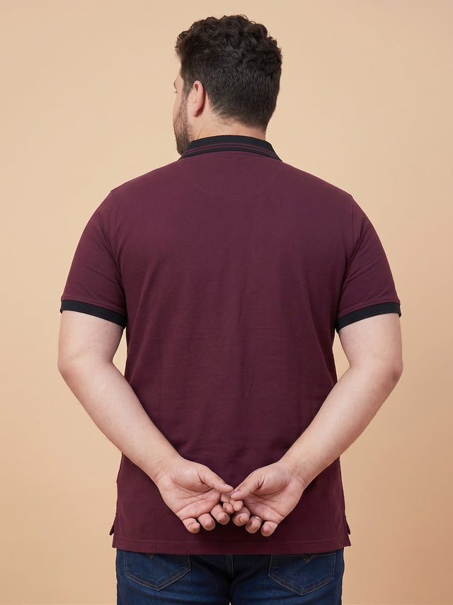 Men Plus Size Forsake Maroon Printed Polo
