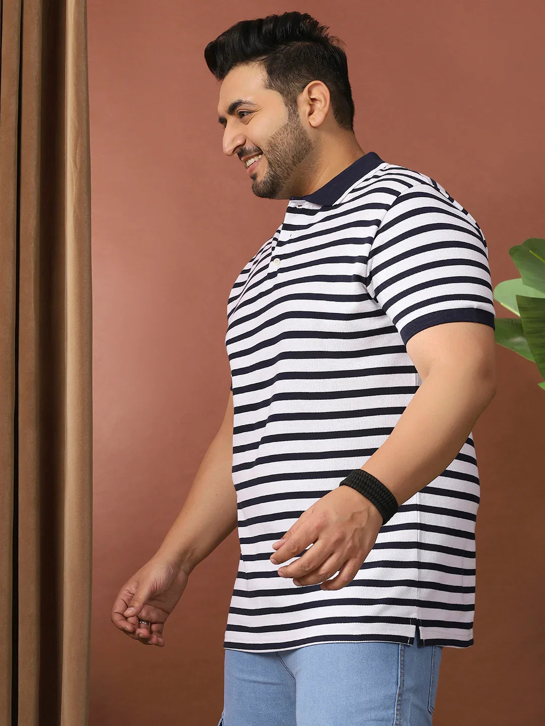 Men Plus Size Luxore Striped Multi Polo Tshirt - bigbanana