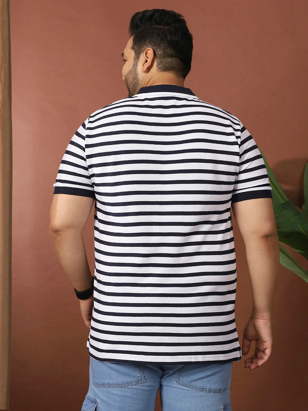 Men Plus Size Luxore Striped Multi Polo Tshirt - bigbanana