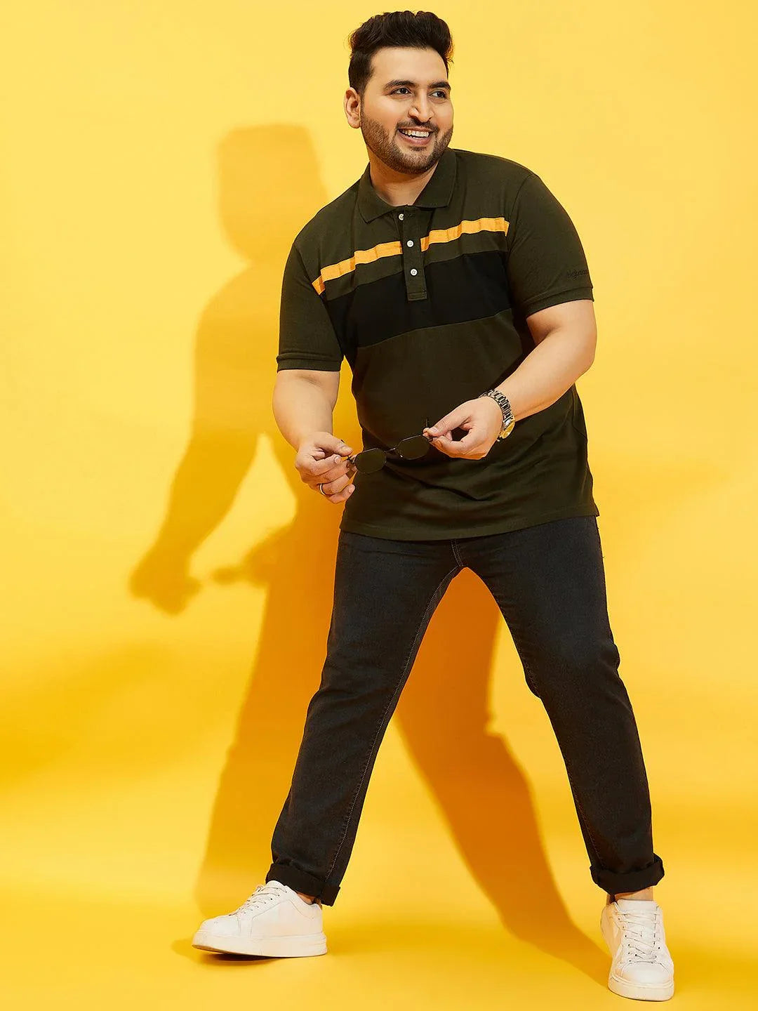 Men Plus Size Manco Colorblock Polo Tshirt - bigbanana