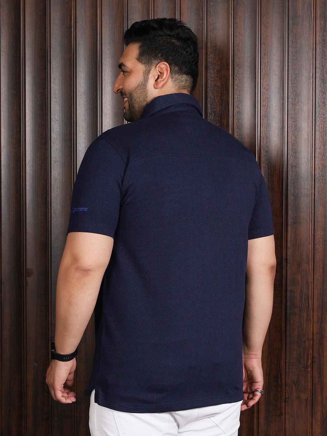 Men Plus Size Manila-Navy Striped Shirt - bigbanana