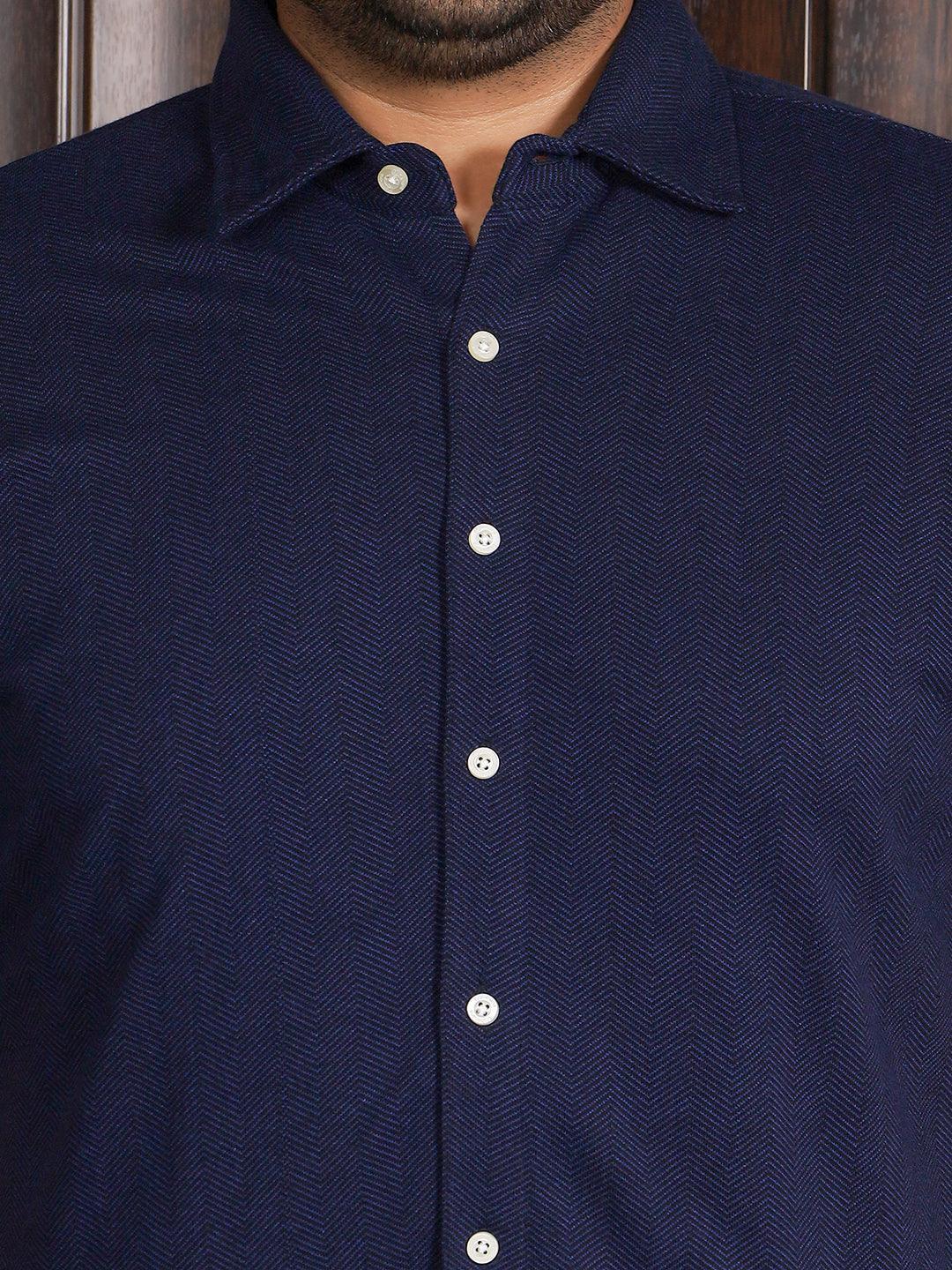 Men Plus Size Manila-Navy Striped Shirt - bigbanana