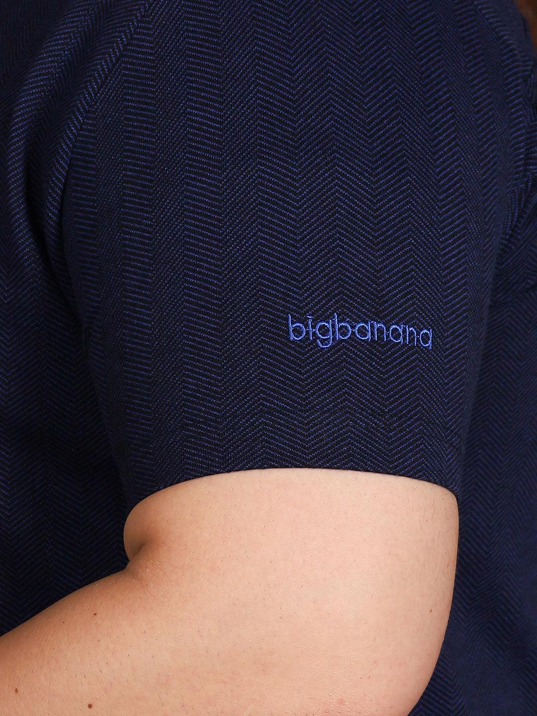 Men Plus Size Manila-Navy Striped Shirt - bigbanana