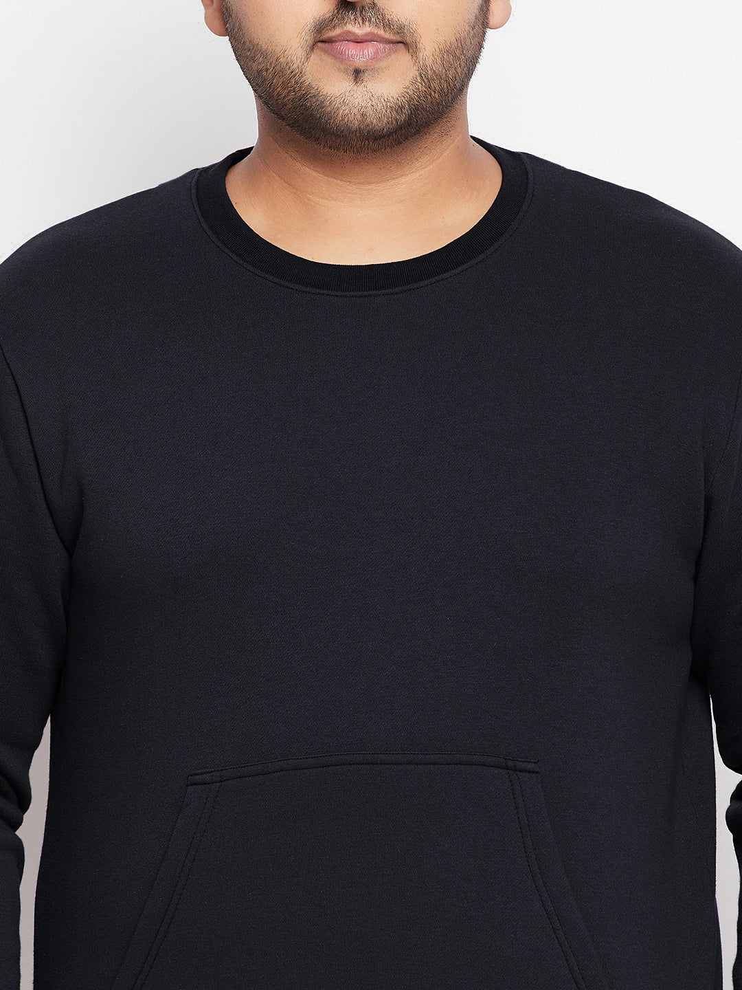 Men Plus Size Onyx Black Solid Sweatshirt