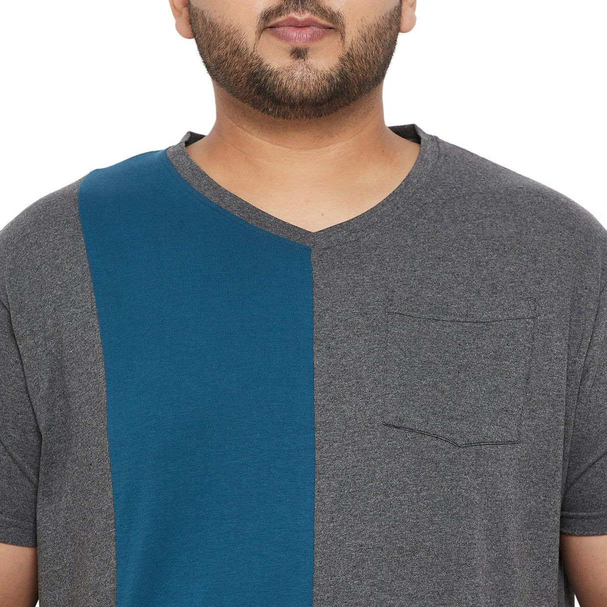 Men Plus Size Maverick Colorblock V-Neck Tshirt - bigbanana