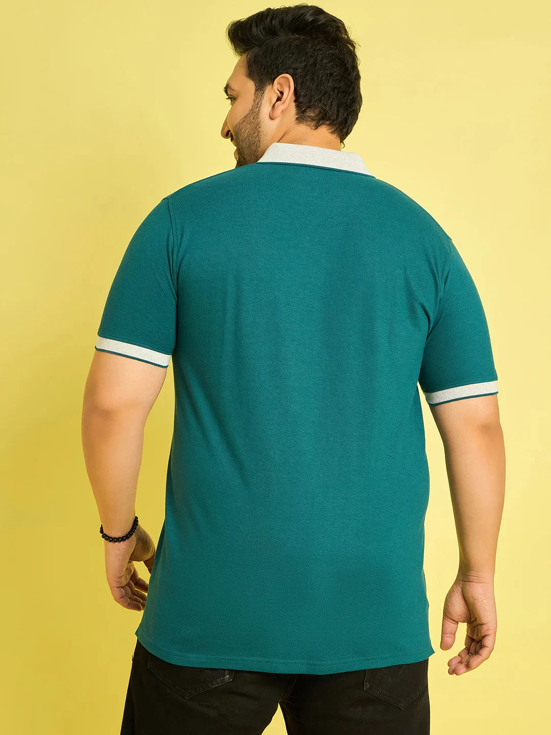 Men Plus Size Merredin-Turquoise Solid Polo Tshirt - bigbanana