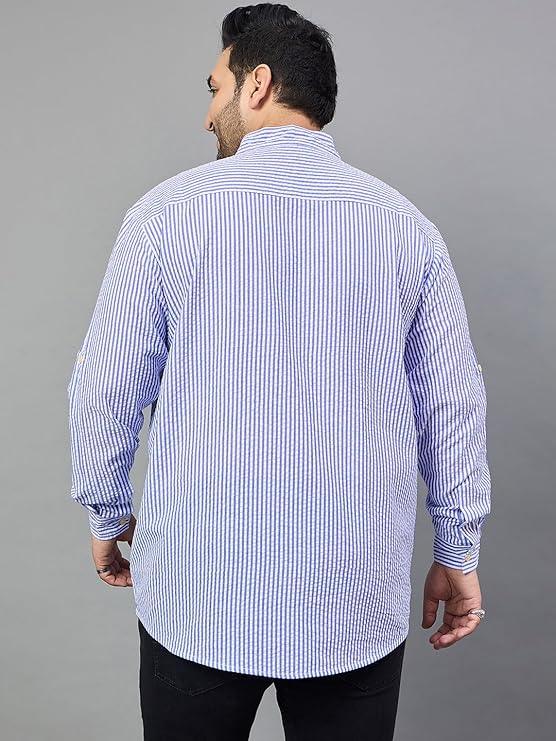 Men Plus Size Micah Striped Short Kurta - bigbanana
