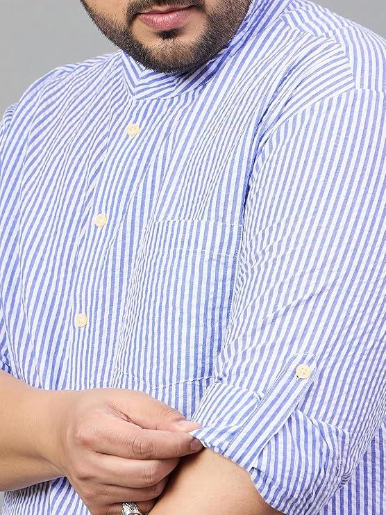 Men Plus Size Micah Striped Short Kurta - bigbanana