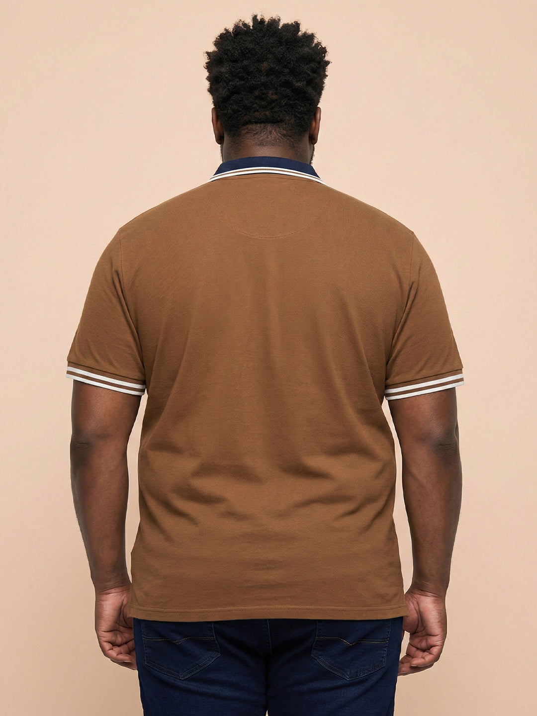 Men Plus Size Midgard-Brown Solid Polo Tshirt