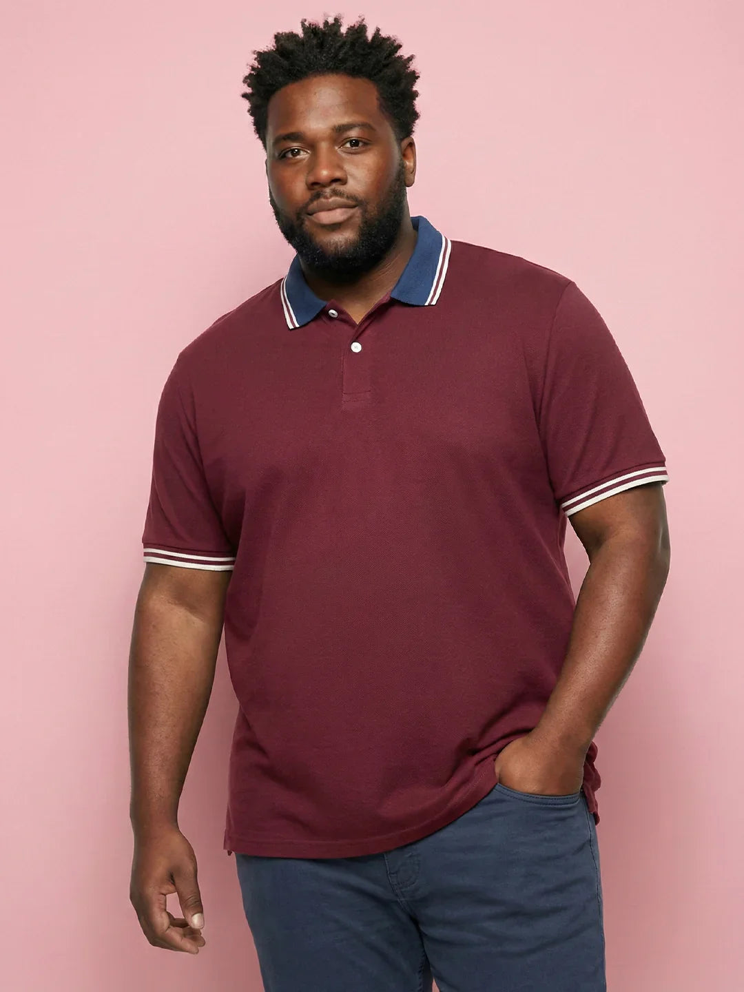 Men Plus Size Midgard-Maroon Solid Polo Tshirt