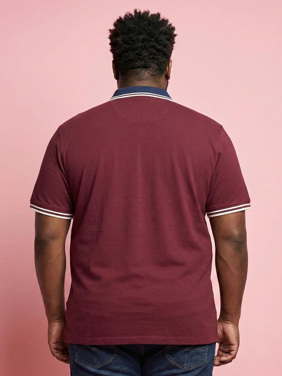 Men Plus Size Midgard-Maroon Solid Polo Tshirt