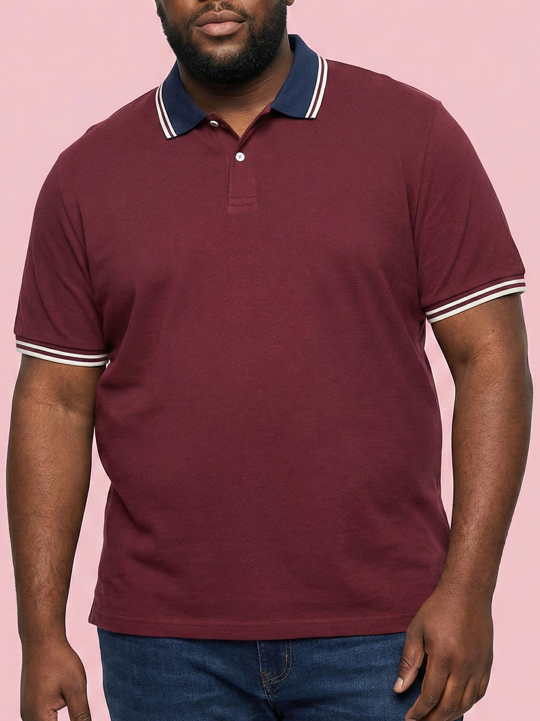 Men Plus Size Midgard-Maroon Solid Polo Tshirt