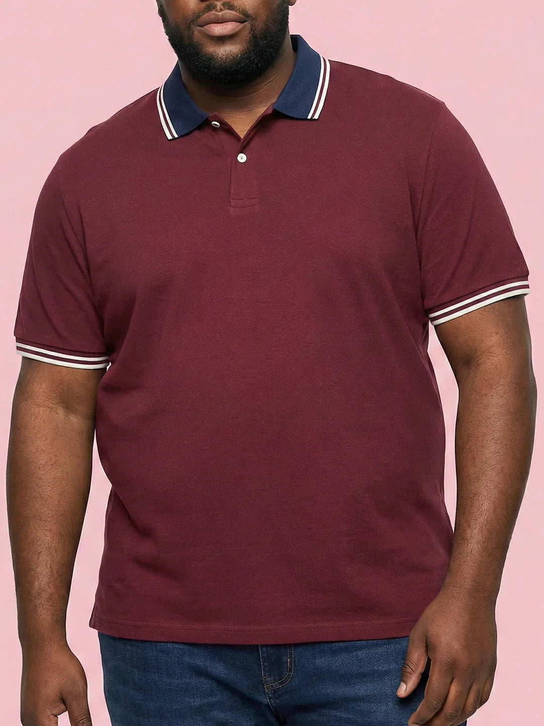 Men Plus Size Midgard-Maroon Solid Polo Tshirt