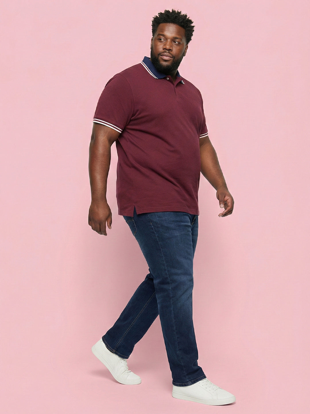 Men Plus Size Midgard-Maroon Solid Polo Tshirt