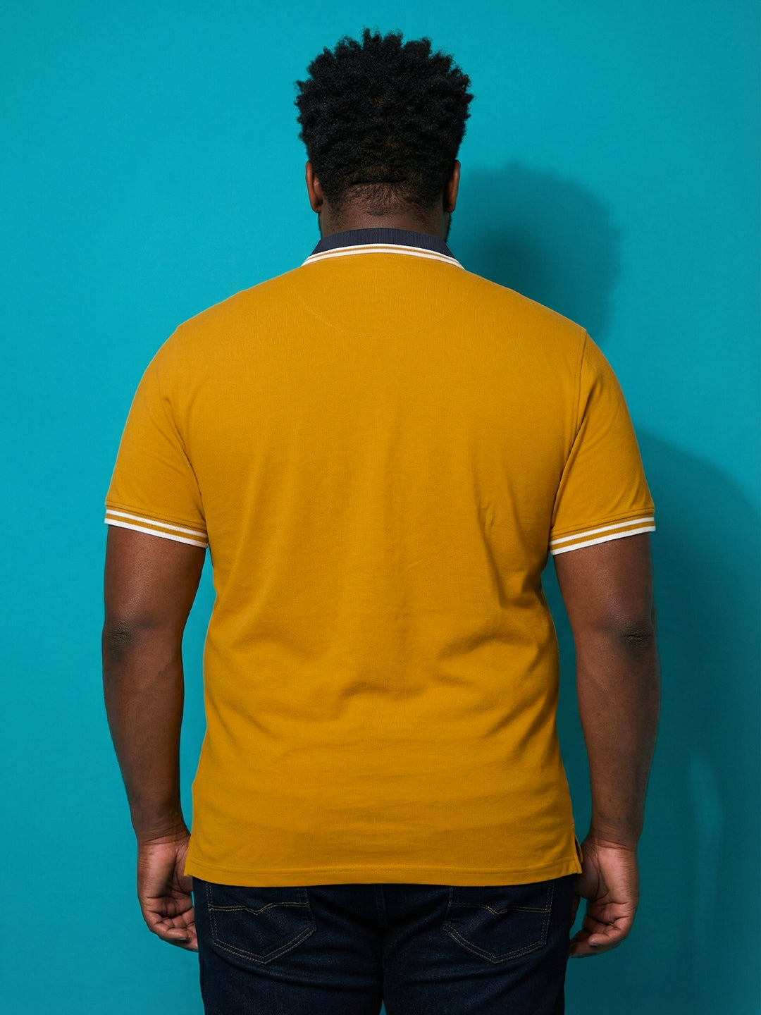Men Plus Size Midgard-Yellow Solid Polo Tshirt