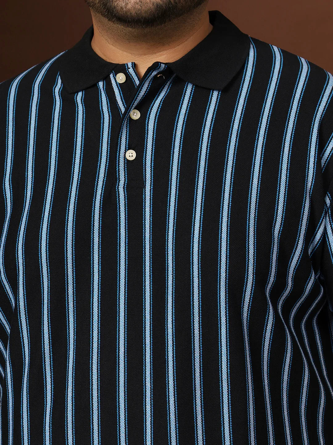Men Plus Size Mirvu Striped Multi Polo Tshirt - bigbanana
