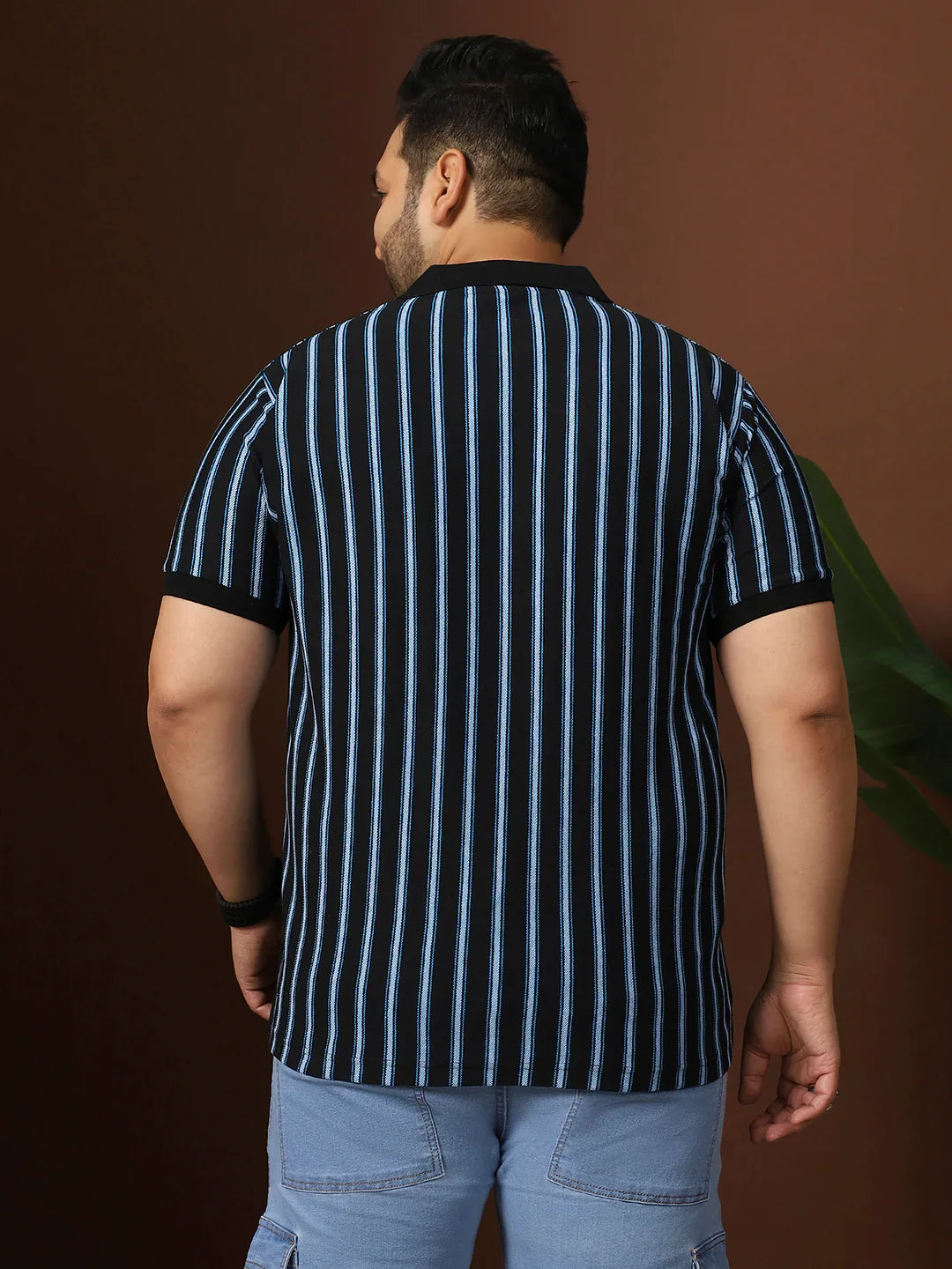 Men Plus Size Mirvu Striped Multi Polo Tshirt - bigbanana