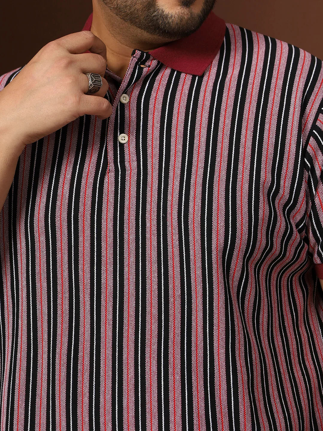 Men Plus Size Modexy Striped Multi Polo Tshirt - bigbanana