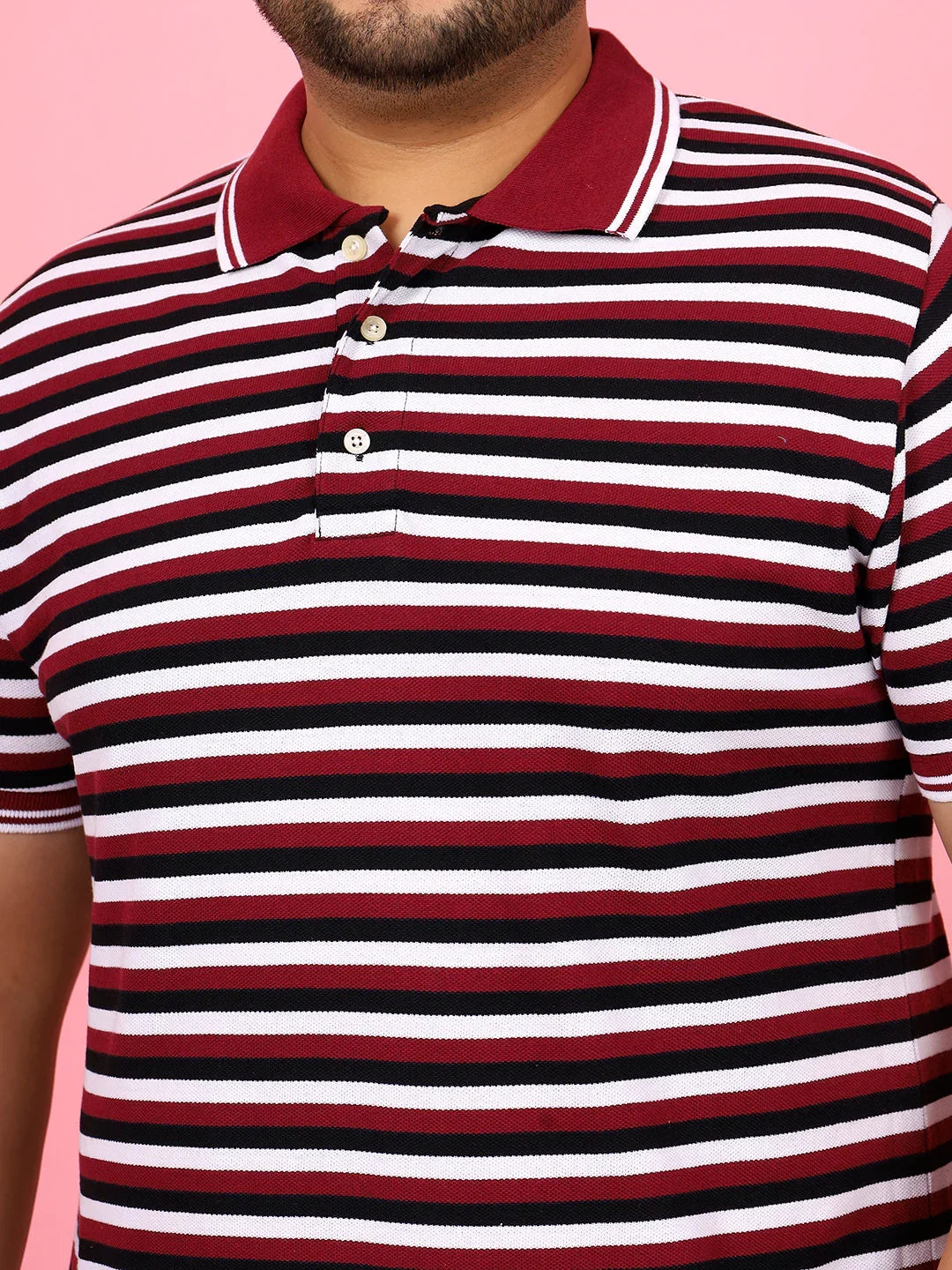 Men Plus Size Modoro Striped Multi Polo Tshirt - bigbanana