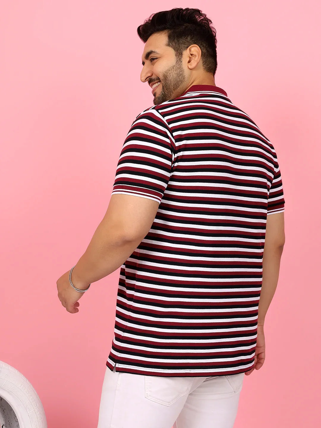 Men Plus Size Modoro Striped Multi Polo Tshirt - bigbanana