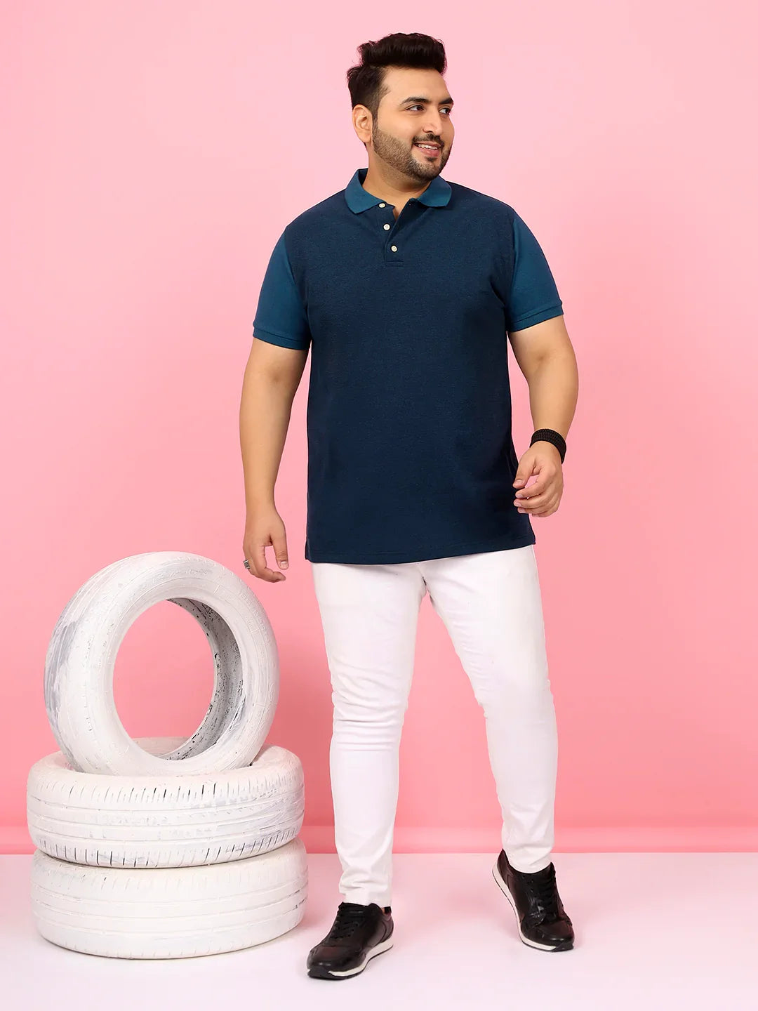 Men Plus Size Monove Colorblock Multi Polo Tshirt - bigbanana