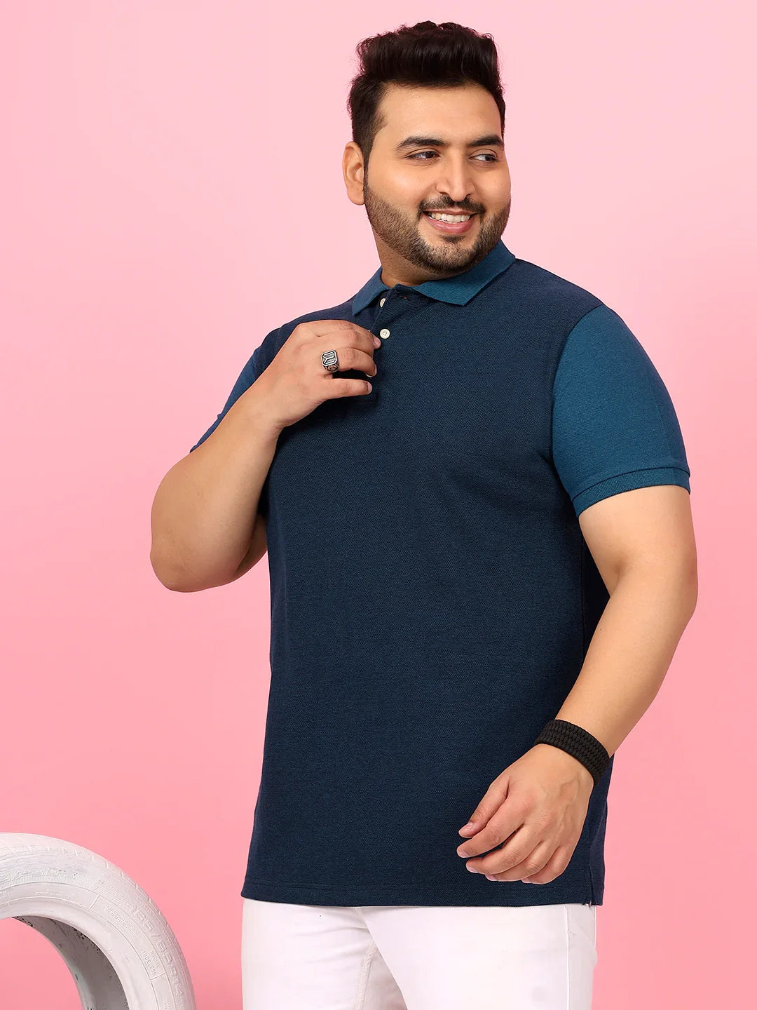 Men Plus Size Monove Colorblock Multi Polo Tshirt - bigbanana