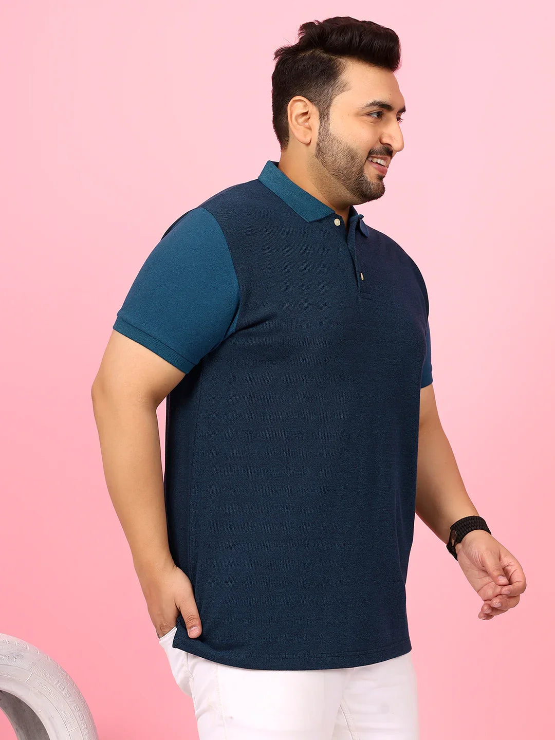 Men Plus Size Monove Colorblock Multi Polo Tshirt - bigbanana