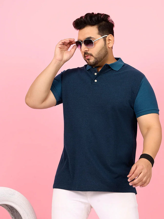 Men Plus Size Monove Colorblock Multi Polo Tshirt - bigbanana