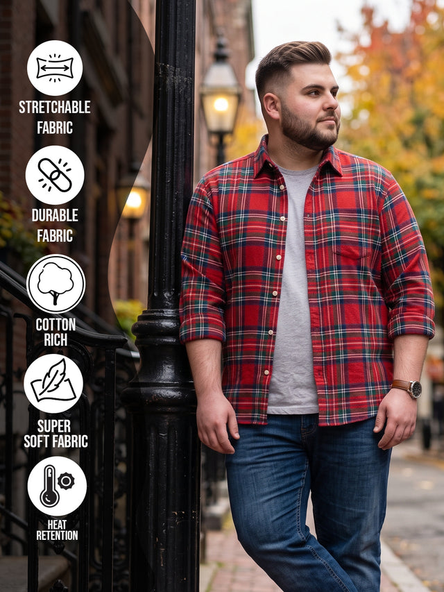 Men Plus Size Monroe Multi Check Shirts Shirts