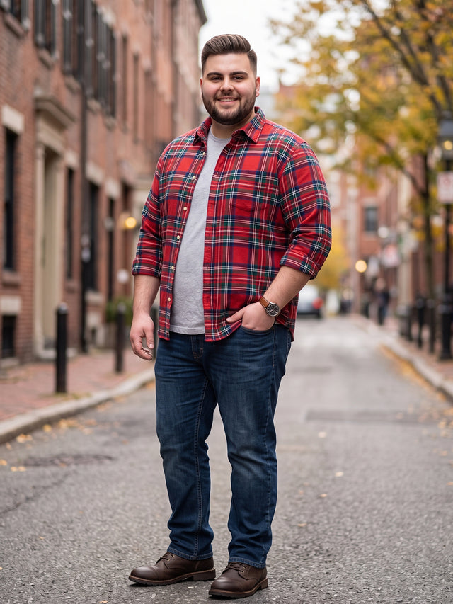 Men Plus Size Monroe Multi Check Shirts Shirts