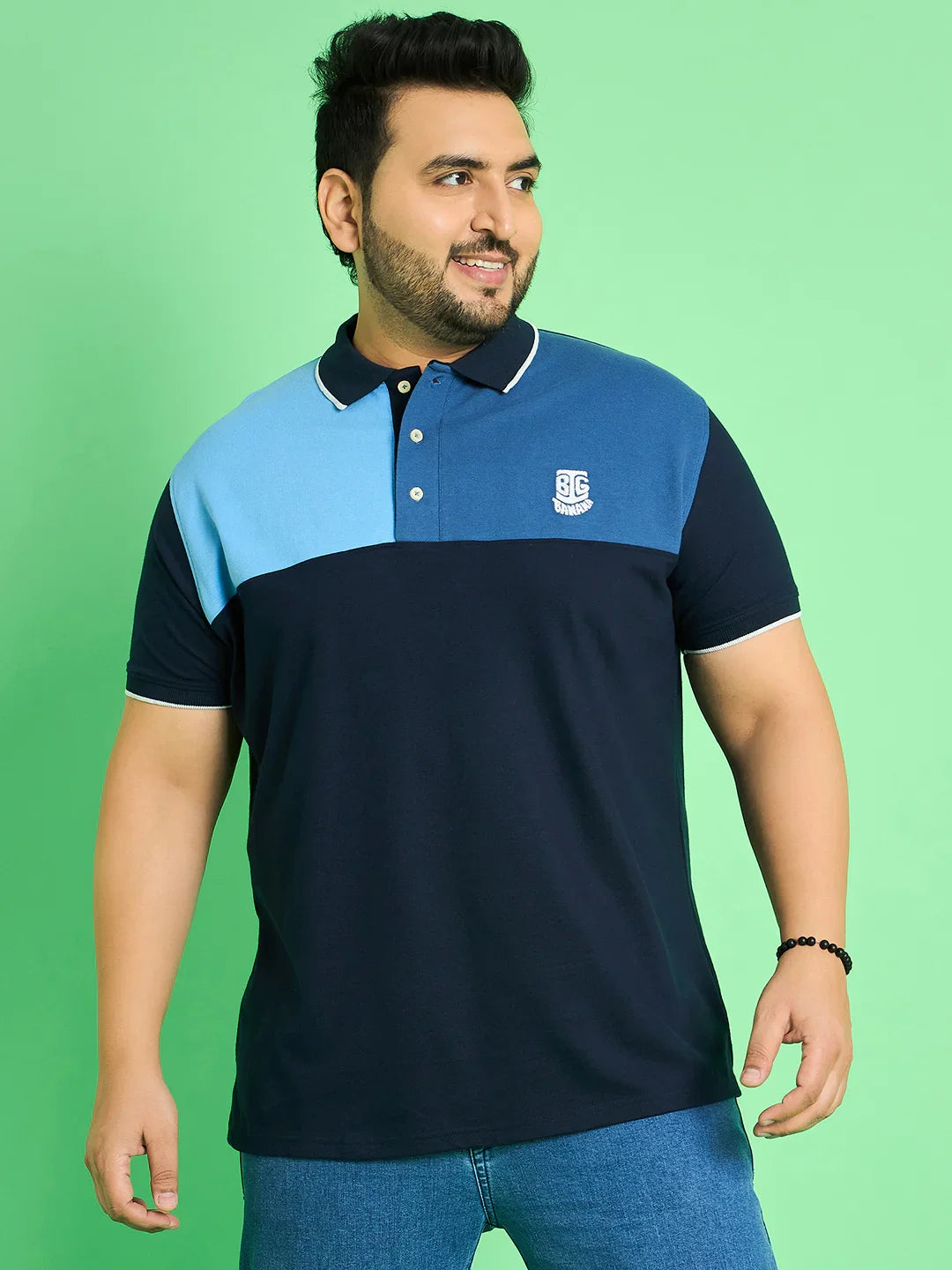 Men Plus Size Colt Colour-block Polo Tshirt - bigbanana