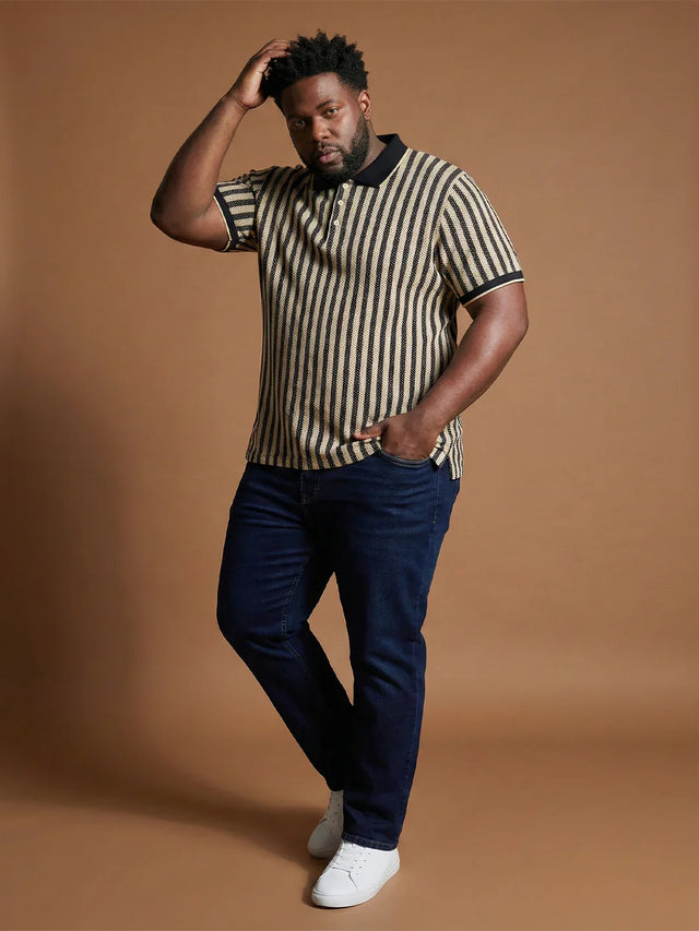 Men Plus Size Morsel-White Colorblock Polo Tshirt