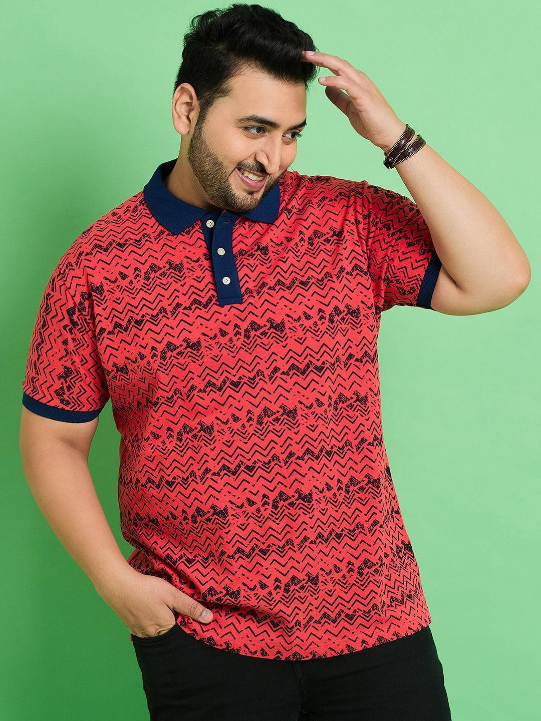 Men Plus Size Muan Printed Polo Tshirt - bigbanana
