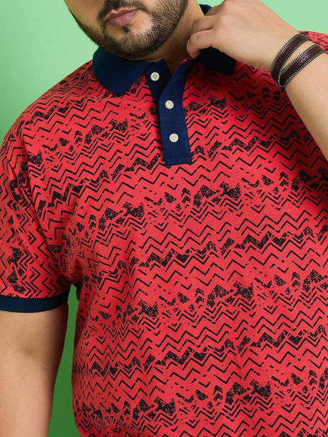 Men Plus Size Muan Printed Polo Tshirt - bigbanana