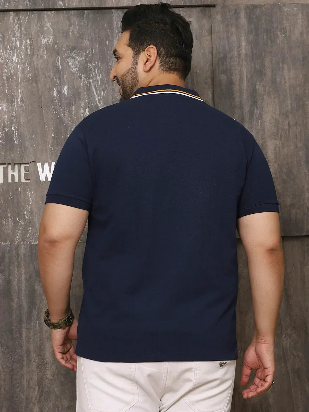 Men Plus Size Mystique Solid Navy Polo Tshirt - bigbanana