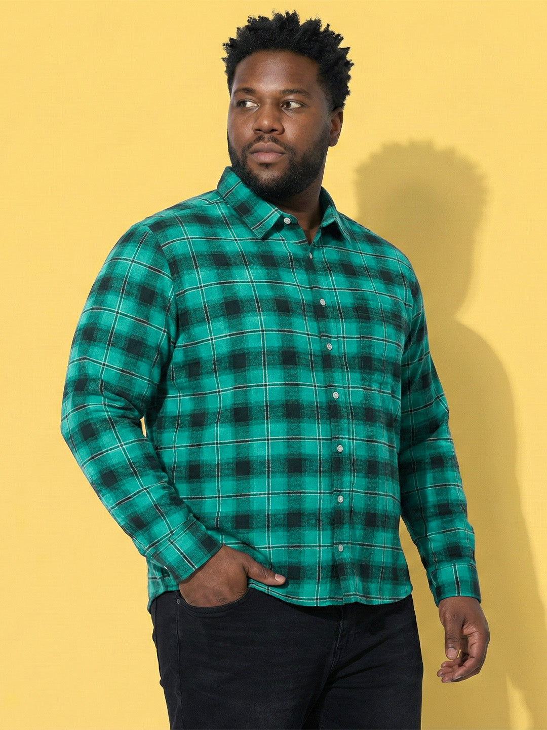 Men Plus Size Nautic Multicolor Checkered Casual Shirt