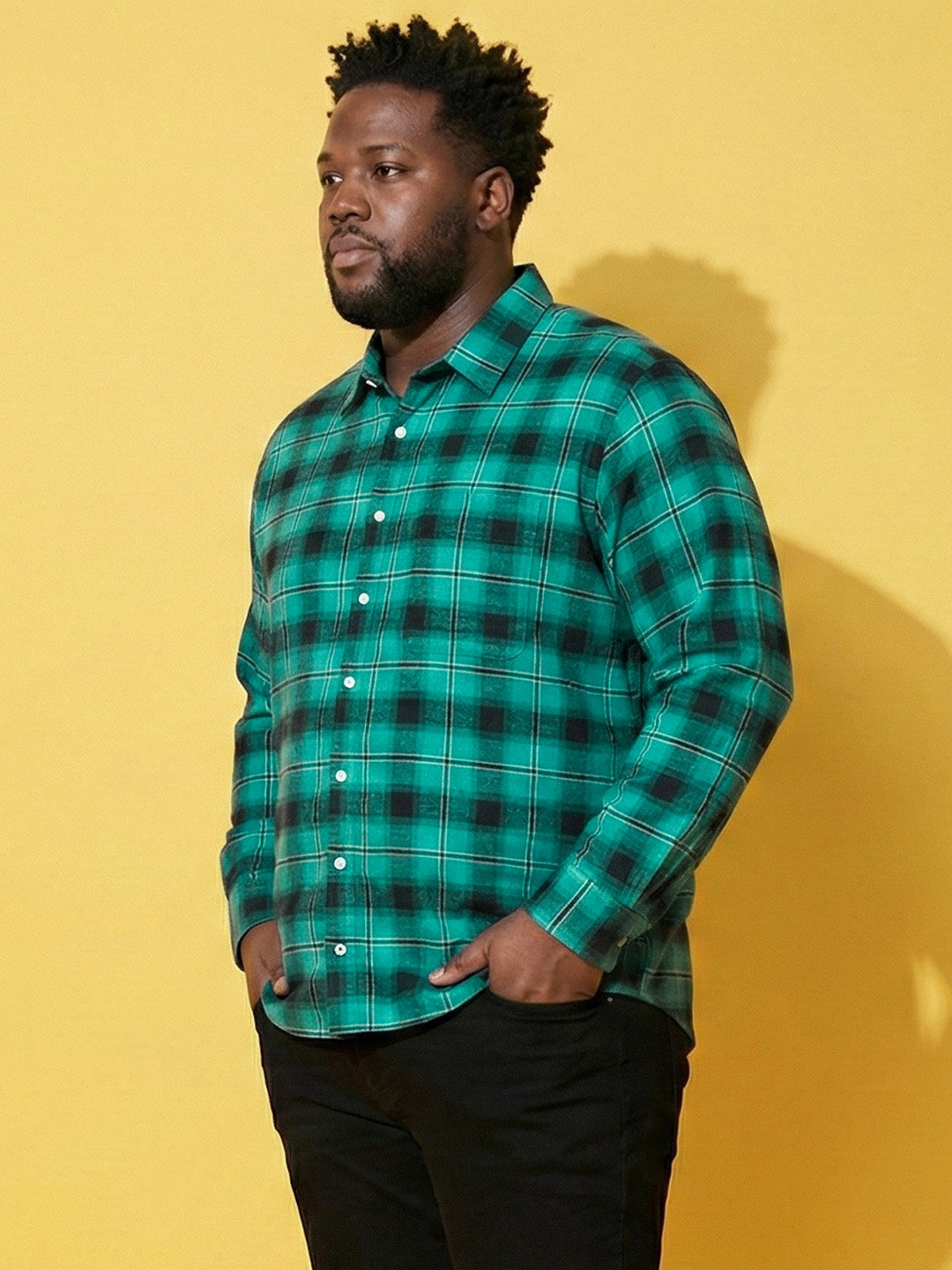 Men Plus Size Nautic Multicolor Checkered Casual Shirt