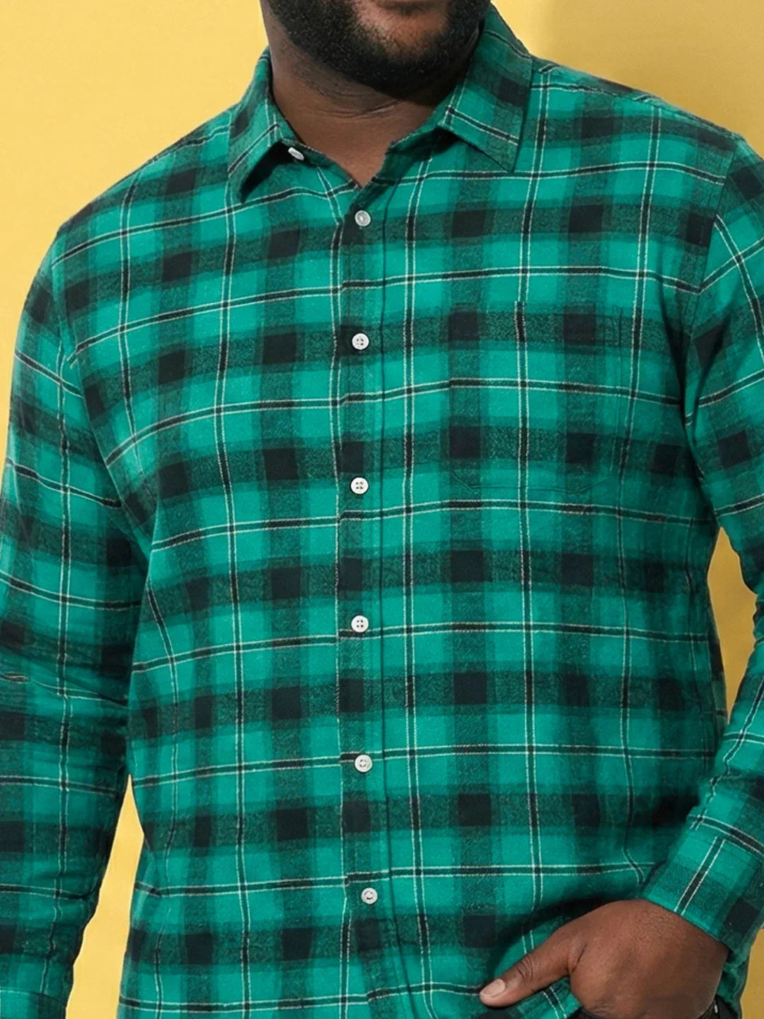 Men Plus Size Nautic Multicolor Checkered Casual Shirt