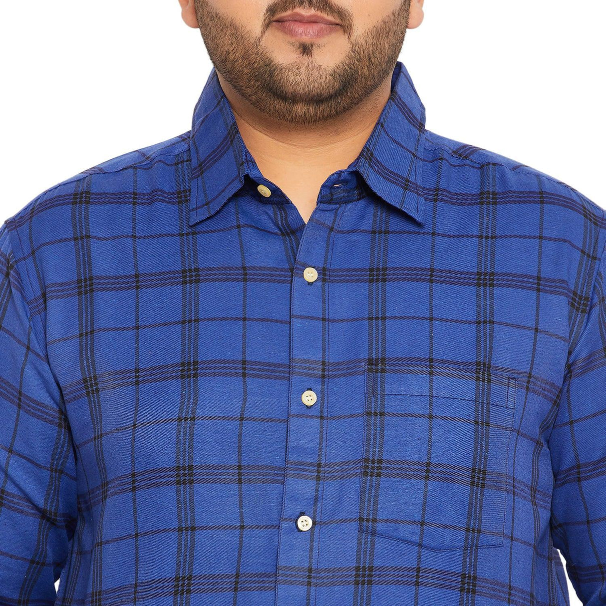 Men Plus Size Neutral Check Shirt - bigbanana