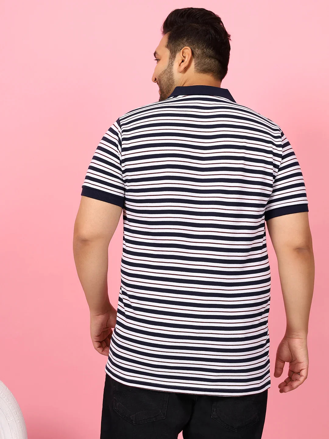 Men Plus Size Nomvox Striped Multi Polo Tshirt - bigbanana