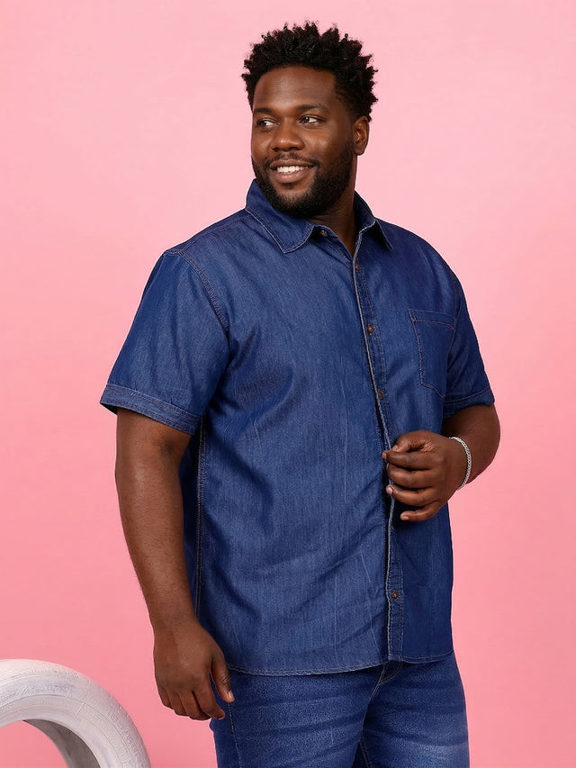 Men Plus Size Norflek Blue Solid Casual Shirt